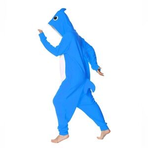 Baby Shark Daddy Shark Blue Onesie Unisex Adult Pajamas Halloween Costume Medium